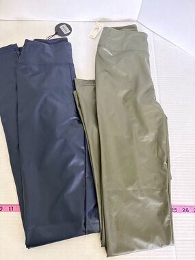 NWT Offline by Aerie Faux Leather Leggings Duo - Olive & Navy